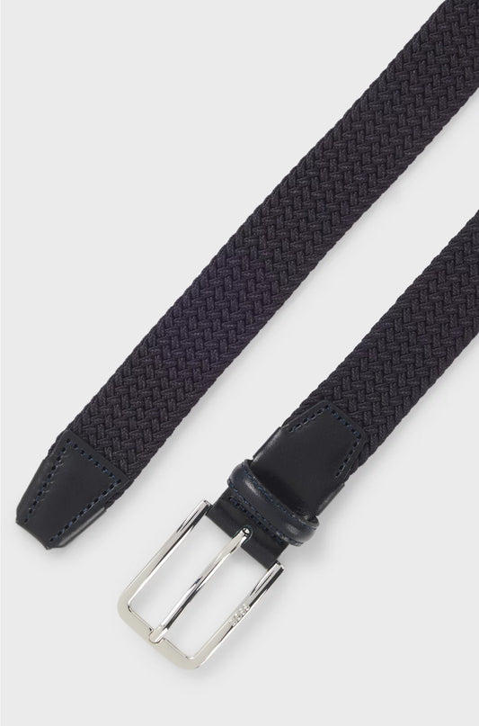 WOVEN BELT WITH LEATHER FACINGS
