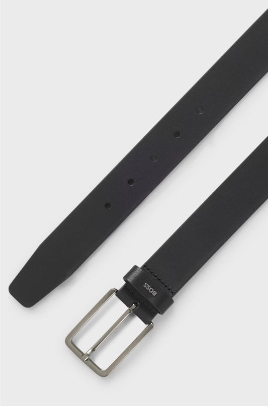 LEATHER BELT WITH LOGO-LETTERING KEEPER