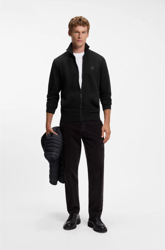 ZIP-UP JACKET IN COTTON TERRY WITH LOGO BADGE