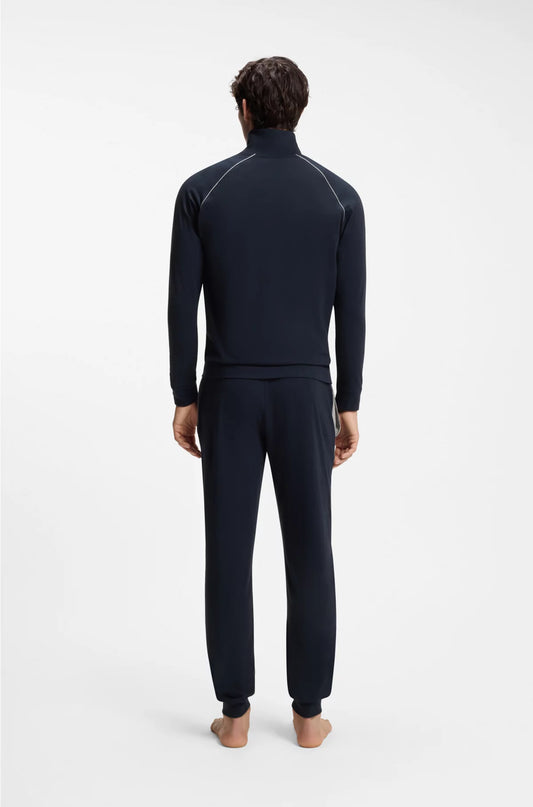 ZIP-UP JACKET IN STRETCH COTTON WITH EMBROIDERED LOGO