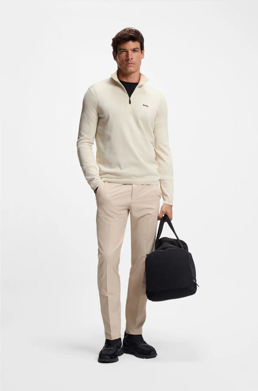 ZIP-NECK COTTON SWEATER WITH LOGO PRINT