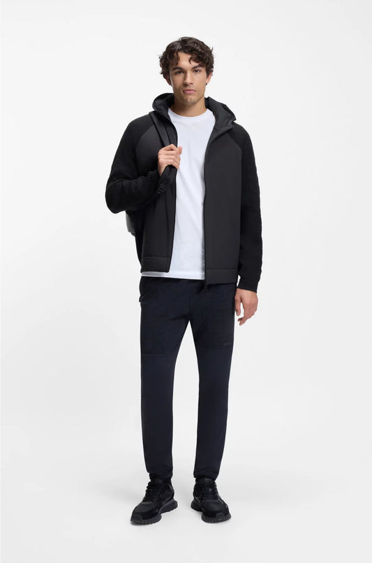 ZIP-UP HOODIE WITH TONAL TEXTURED JACQUARD