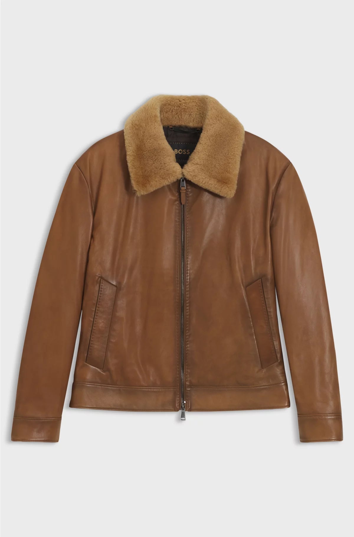 PADDED NAPPA-LEATHER JACKET WITH DETACHABLE SHEARLING COLLAR