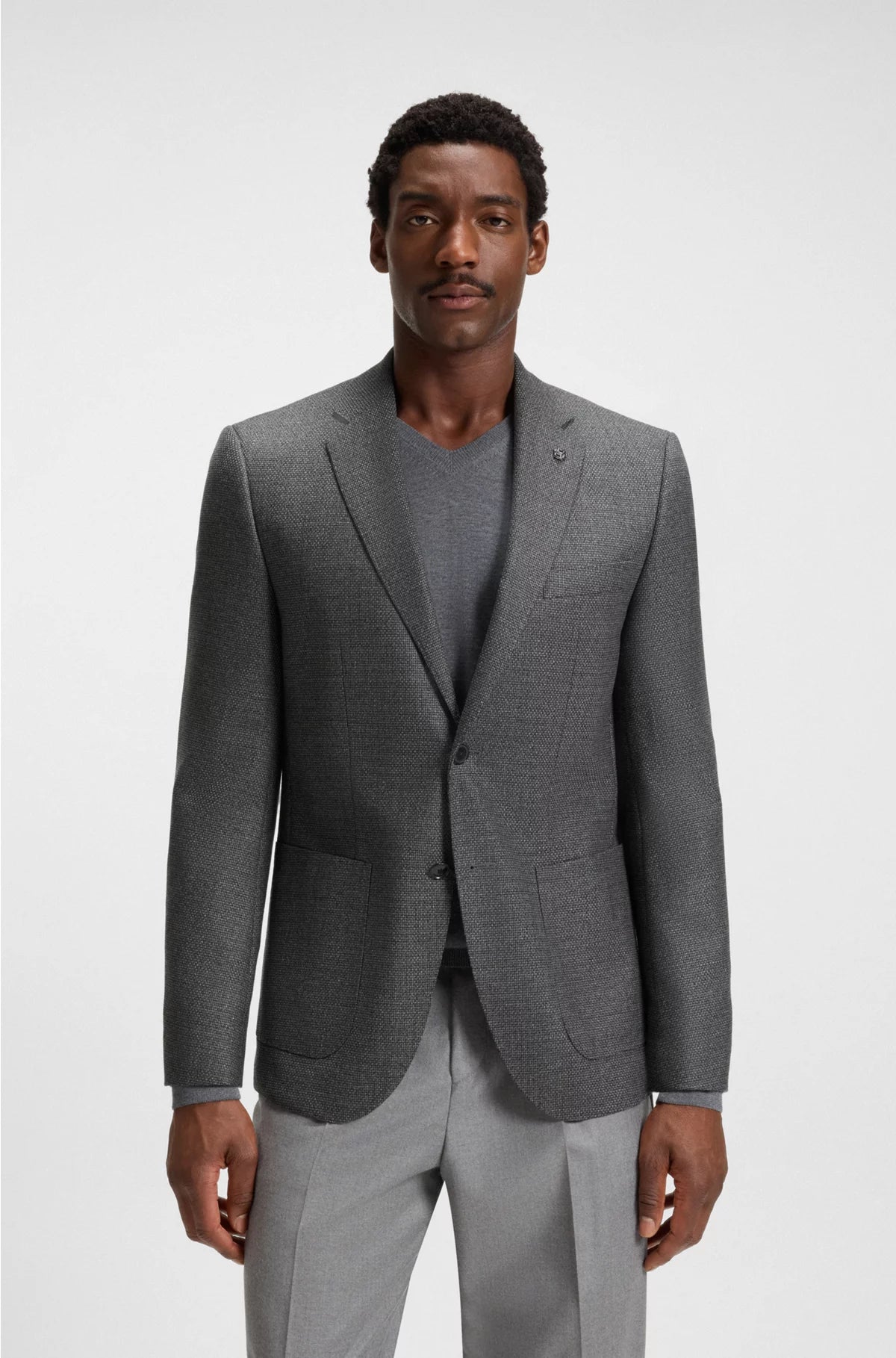 REGULAR-FIT BLAZER IN PATTERNED VIRGIN WOOL