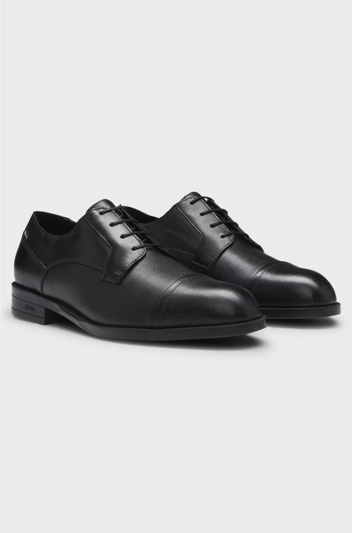 PRINTED-LEATHER DERBY SHOES WITH CAP TOE