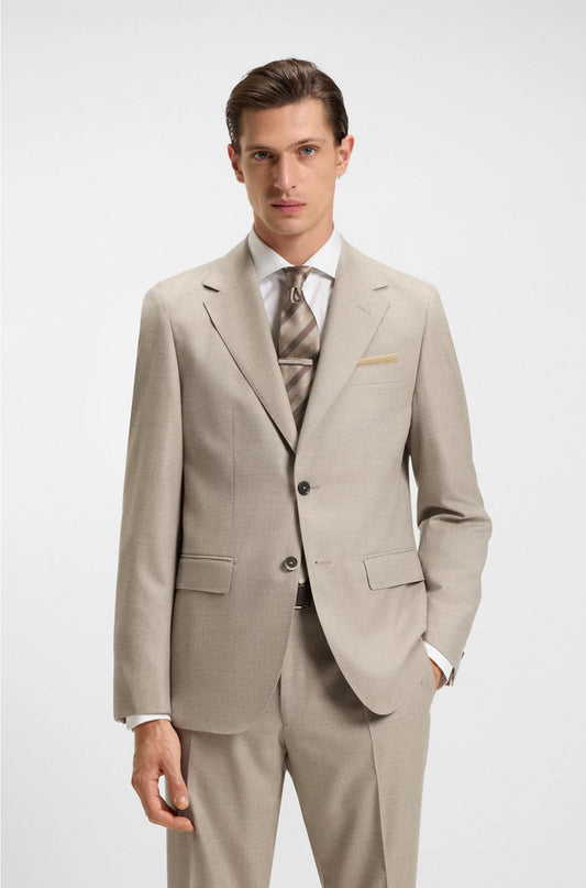 TWO-PIECE REGULAR-FIT SUIT IN HERRINGBONE VIRGIN WOOL