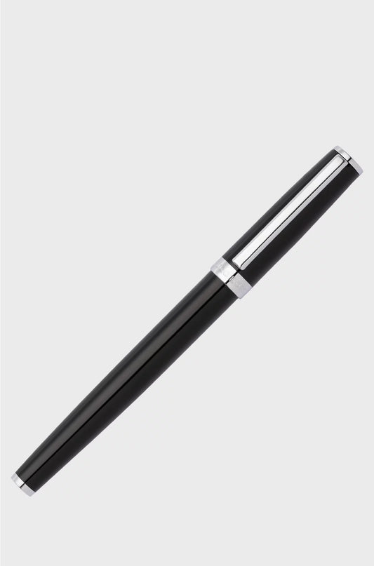 GLOSSY-BLACK LACQUER FOUNTAIN PEN WITH LOGO RING