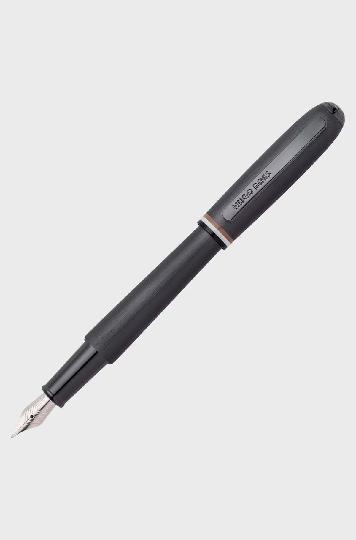 BRUSHED FOUNTAIN PEN WITH SIGNATURE-STRIPE MIDRING