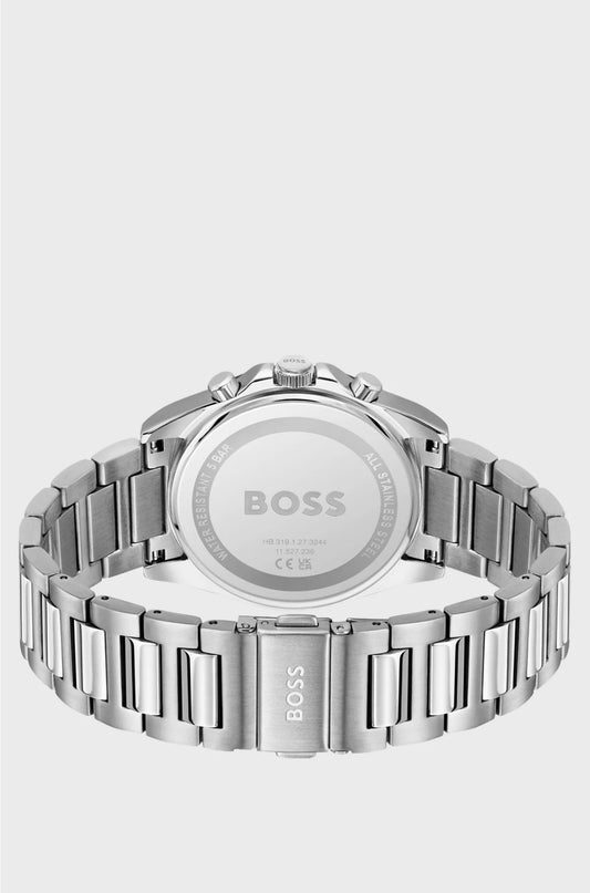 LINK-BRACELET CHRONOGRAPH WATCH WITH GREEN GROOVED DIAL