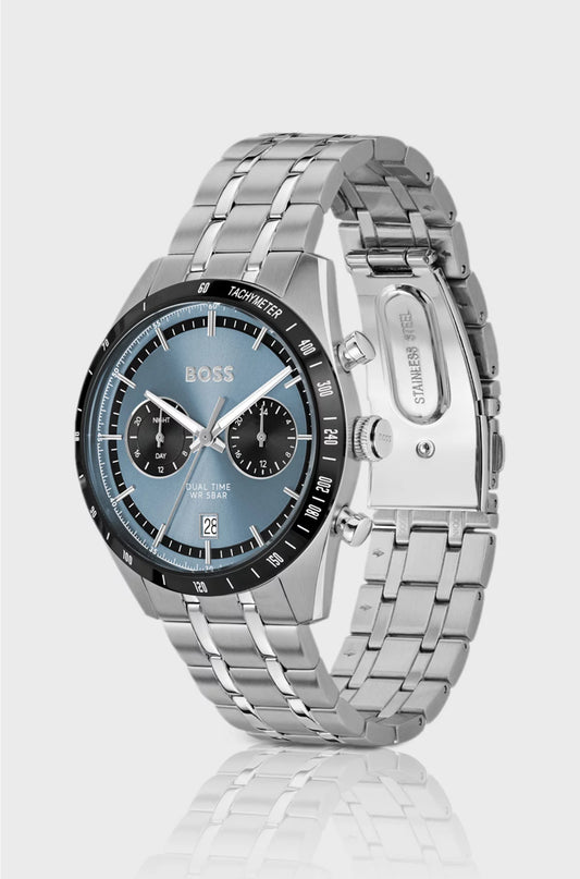 TOURMASTER BLUE-DIAL WATCH WITH MULTI-LINK BRACELET