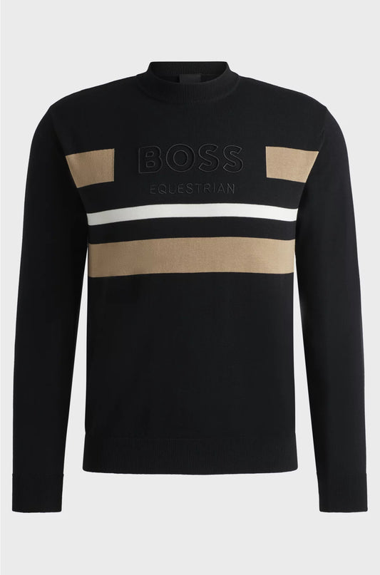 EQUESTRIAN COTTON SWEATER WITH CONTRASTING STRIPES