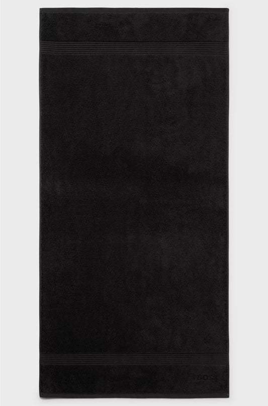 BLACK AEGEAN-COTTON BATH TOWEL WITH TONAL LOGO