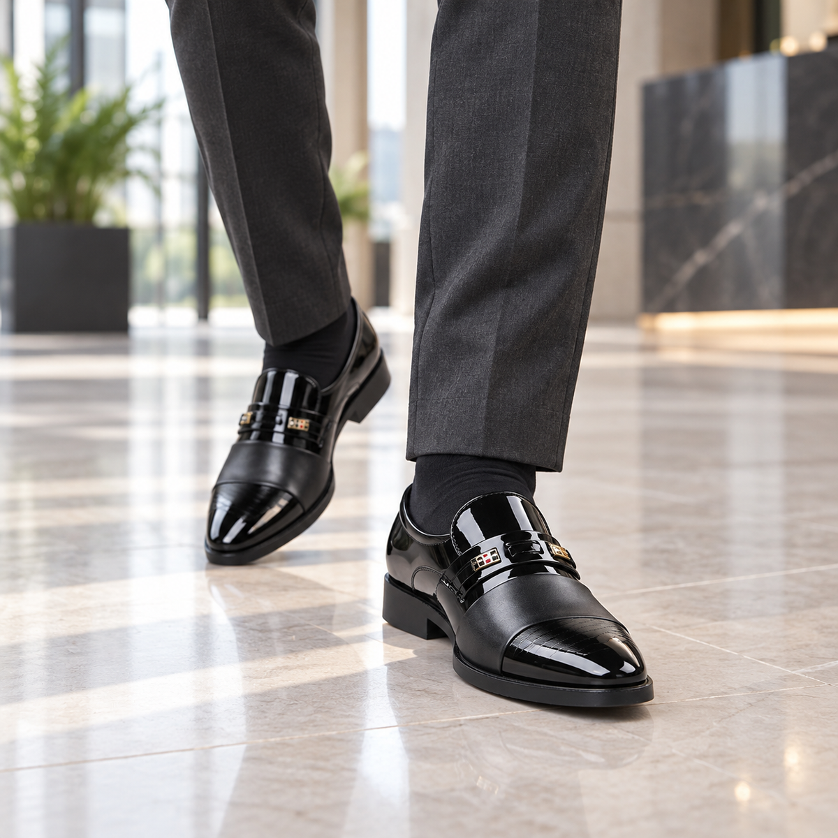 Men’s High-Shine Slip-On Dress Shoes | Black & Espresso Brown