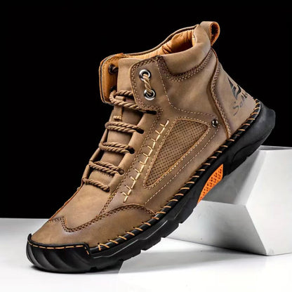 ⚡Men's Comfortable Handmade Leather Boots – Waterproof, Arch Support, Pressure Relief, Spacious Toe Box Outdoor Leather Shoes