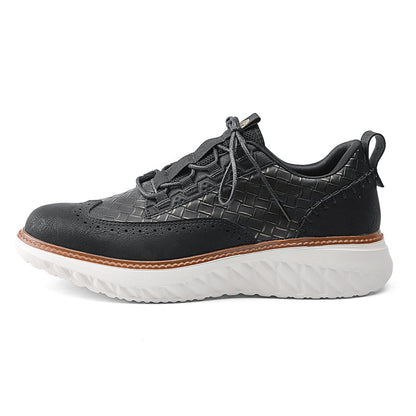 Men’s Comfortable Lace-Up Brogue Sneakers – Ultra-Lightweight & Breathable Woven Upper, Arch Support, Wide-Toe Fit, Shock-Absorbing Sole for All-Day Comfort