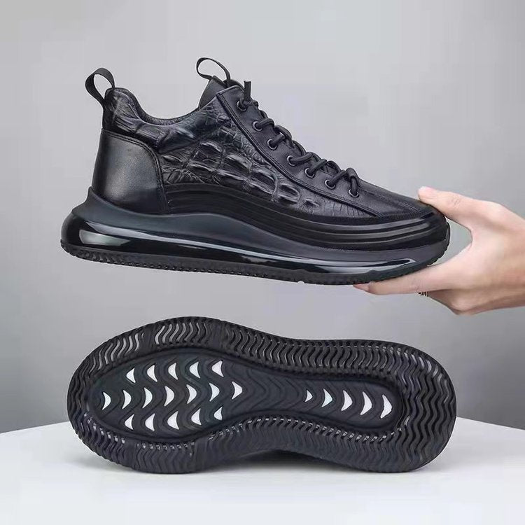 Men’s Casual Cowhide Leather Air Cushion Shoes – Comfortable Everyday Walking Sneakers
