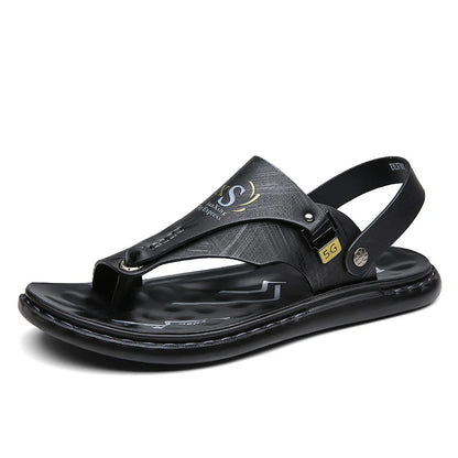 Men’s Orthopedic Leather Flip Flops – Non-Slip Comfort Sandals with Adjustable Back Strap