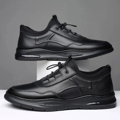 Men’s Leather Dress Sneakers – Breathable Casual Lace-Up Shoes