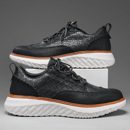 Men’s Comfortable Lace-Up Brogue Sneakers – Ultra-Lightweight & Breathable Woven Upper, Arch Support, Wide-Toe Fit, Shock-Absorbing Sole for All-Day Comfort