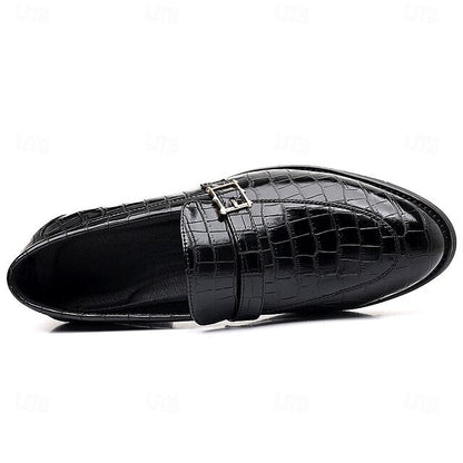 Men's Crocodile Pattern Luxury Loafers – Dark Brown Slip-On Dress Shoes