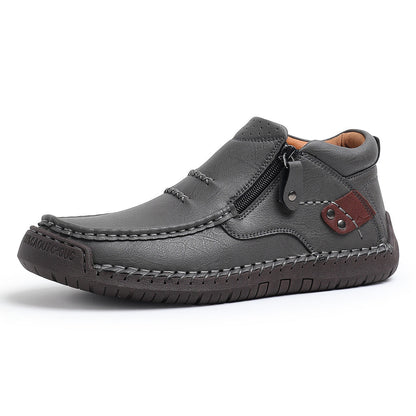 Men's Handmade Leather Boots with Arch Support & Wide Toe Box | Easy Zip Design