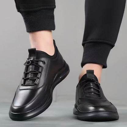 Men’s Leather Dress Sneakers – Breathable Casual Lace-Up Shoes
