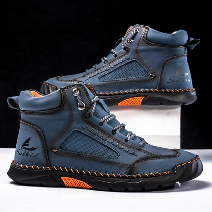 ⚡Men's Comfortable Handmade Leather Boots – Waterproof, Arch Support, Pressure Relief, Spacious Toe Box Outdoor Leather Shoes