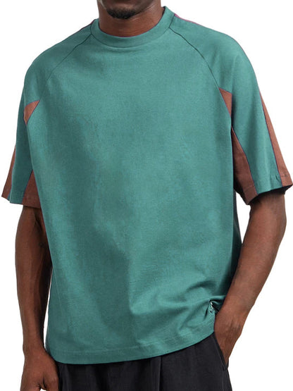 Men's Designer Color-Blocked Crew Neck Short-Sleeved T-shirt