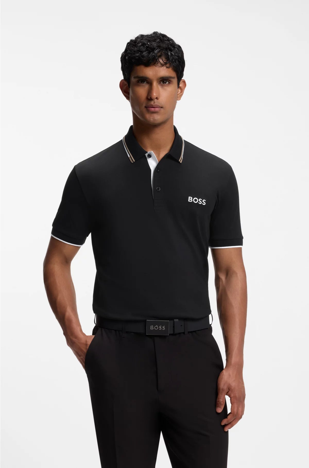 PADDY COTTON-BLEND POLO SHIRT WITH CONTRAST LOGOS