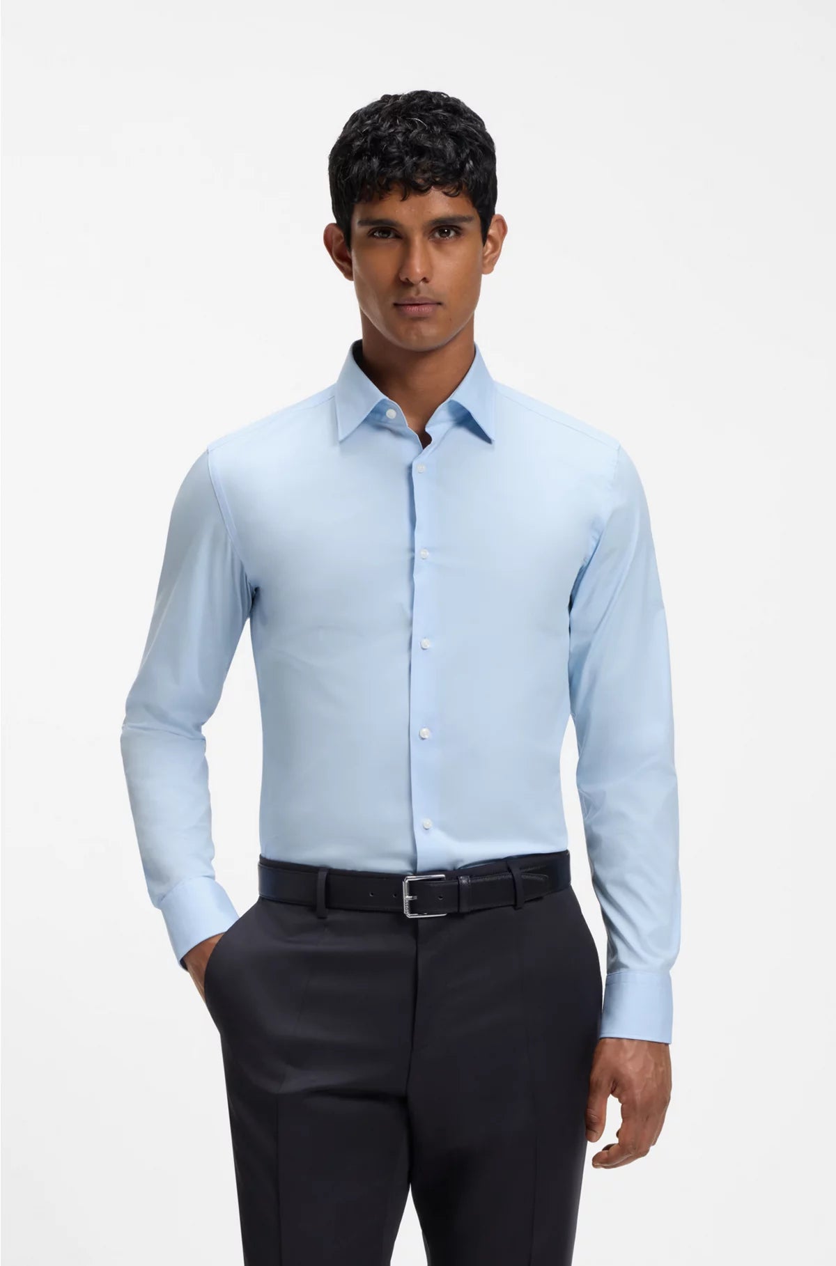 SLIM-FIT SHIRT IN EASY-IRON STRETCH-COTTON POPLIN
