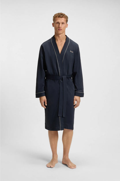 LOGO-EMBROIDERED DRESSING GOWN IN COTTON JERSEY