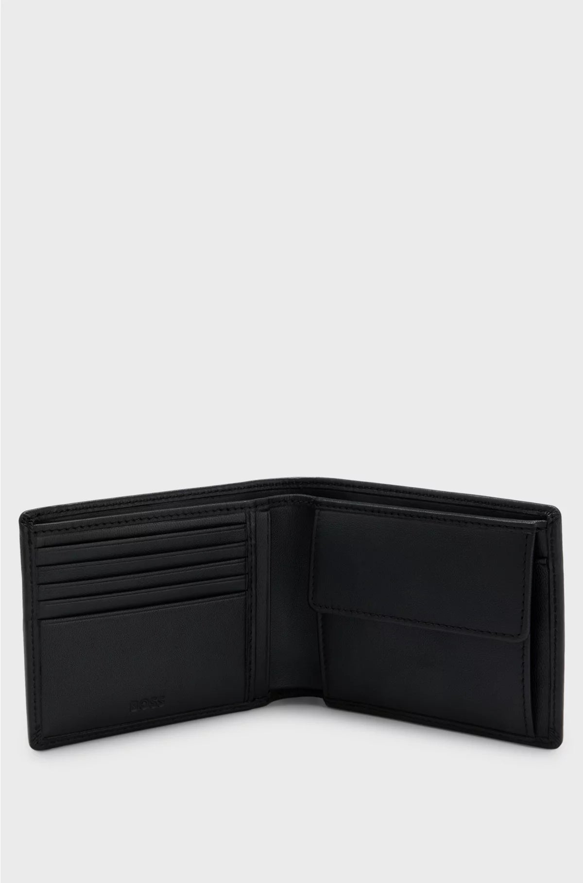 LEATHER BILLFOLD WALLET WITH EMBOSSED LOGO AND COIN POCKET