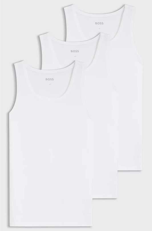 THREE-PACK OF COTTON UNDERWEAR VESTS WITH EMBROIDERED LOGOS