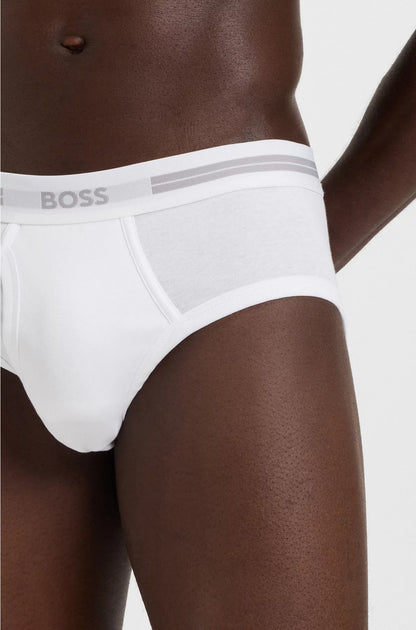 OPEN-FLY BRIEFS IN RIBBED COTTON WITH LOGO WAISTBAND