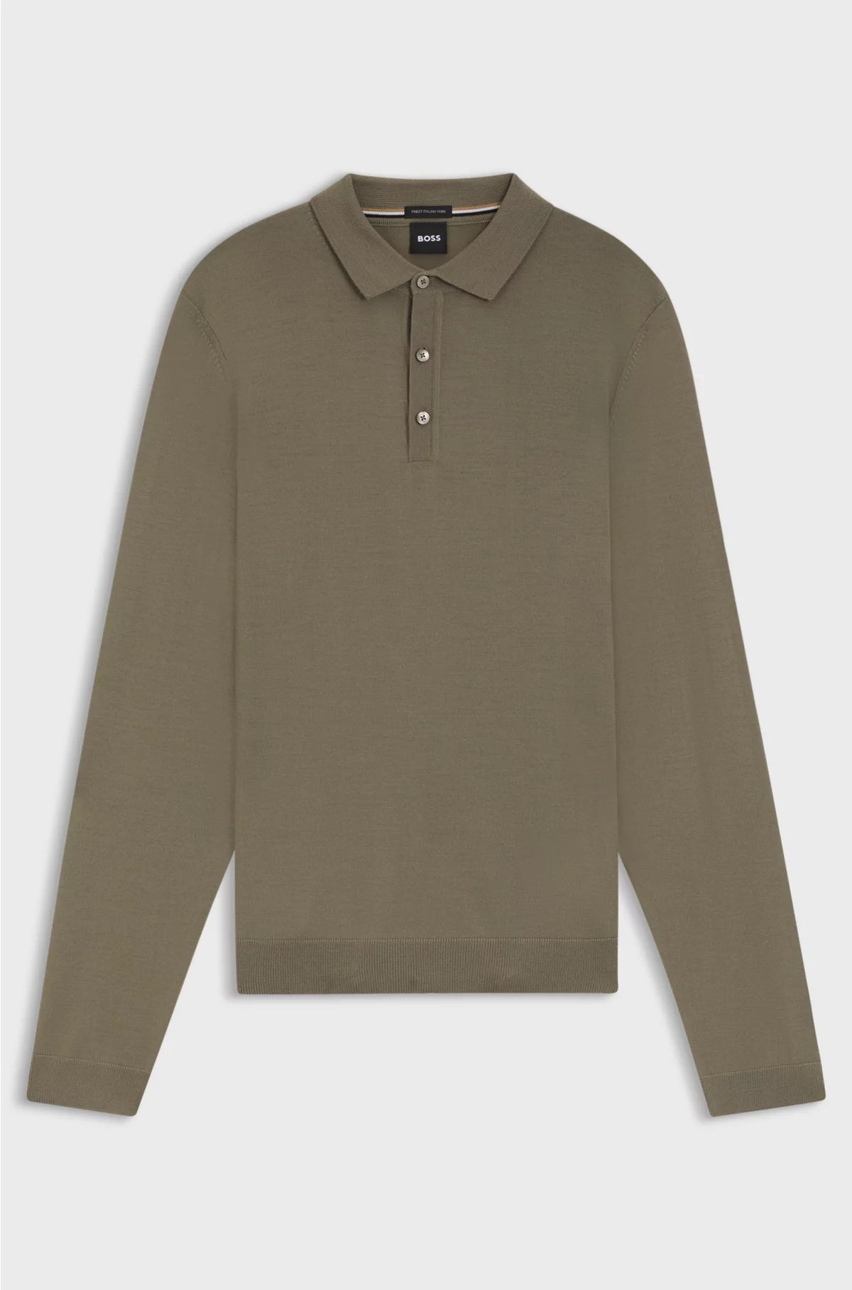 LONG-SLEEVED KNIT POLO SWEATER IN ITALIAN VIRGIN WOOL