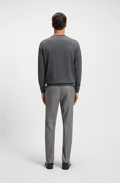 V-NECK SWEATER IN VIRGIN WOOL WITH EMBROIDERED LOGO