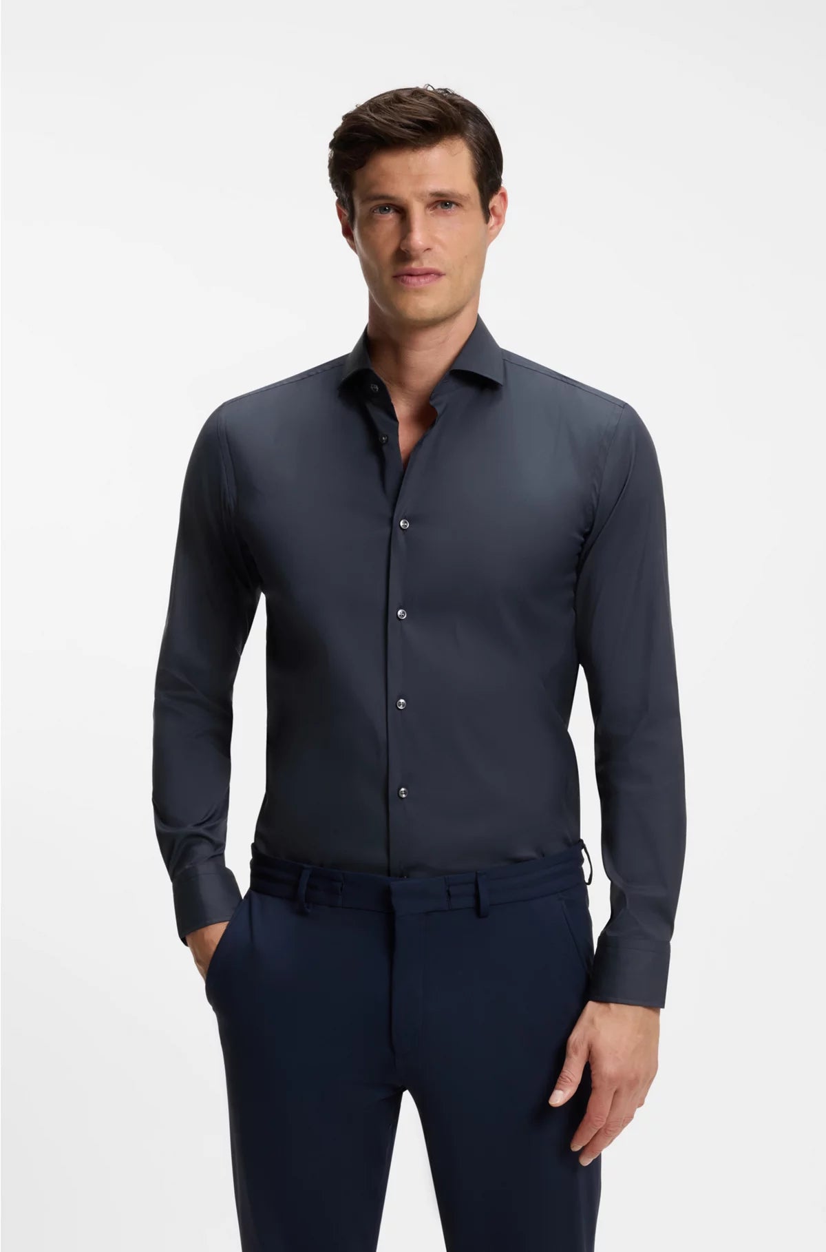 SLIM-FIT SHIRT IN EASY-IRON COTTON-BLEND POPLIN