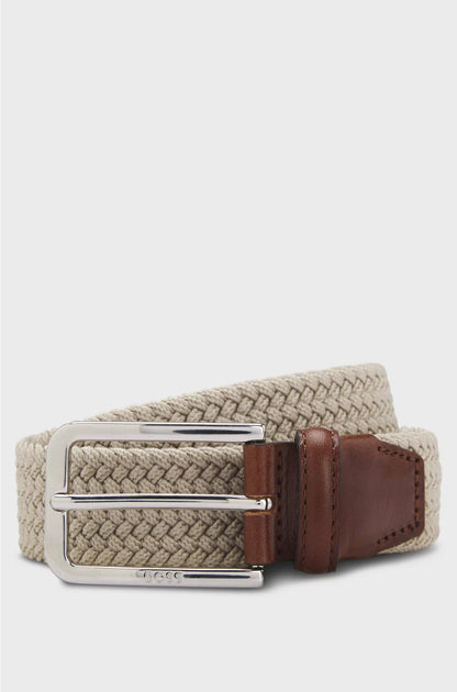 WOVEN BELT WITH LEATHER FACINGS