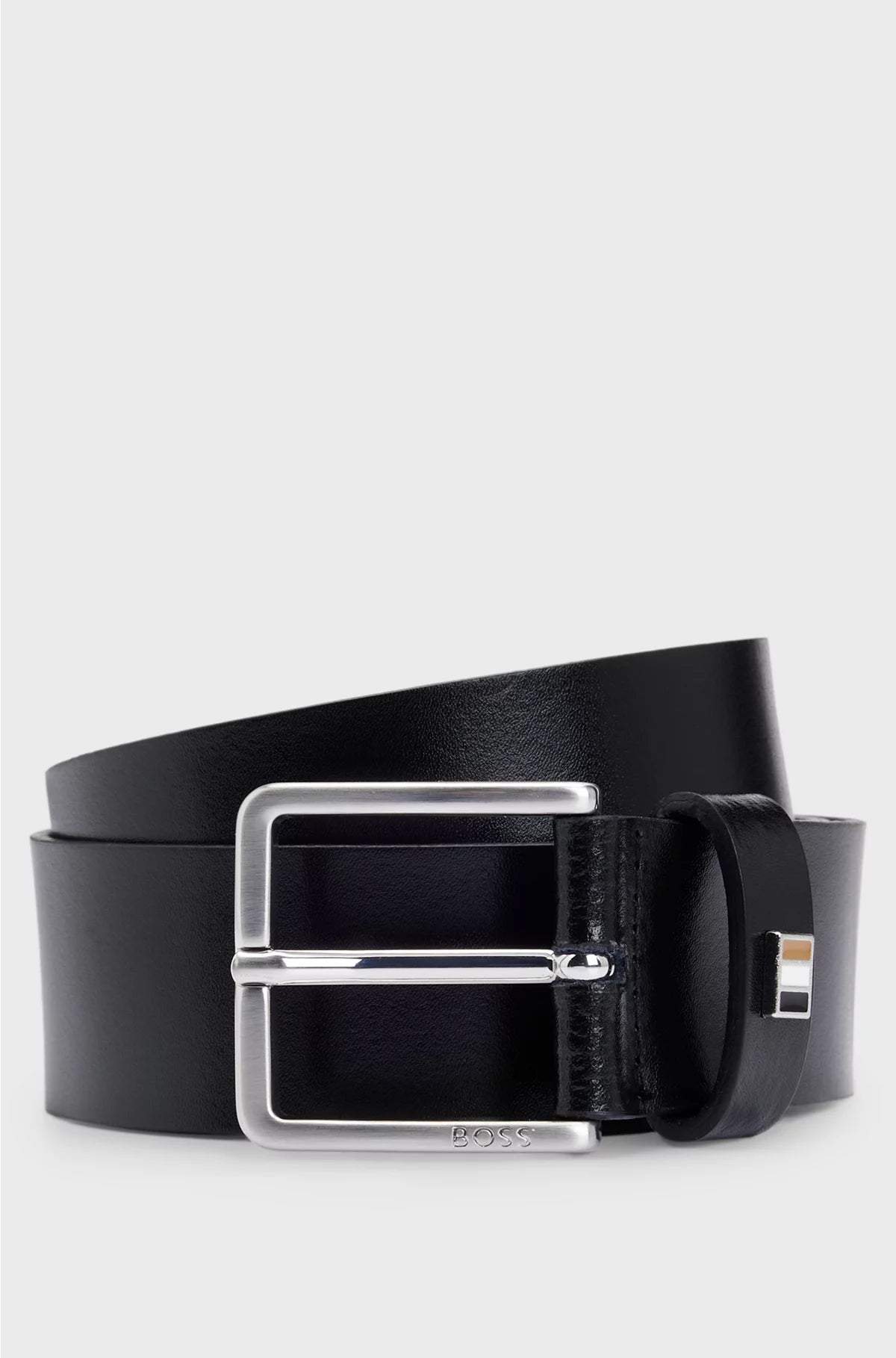 ITALIAN-LEATHER BELT WITH SIGNATURE-STRIPE KEEPER
