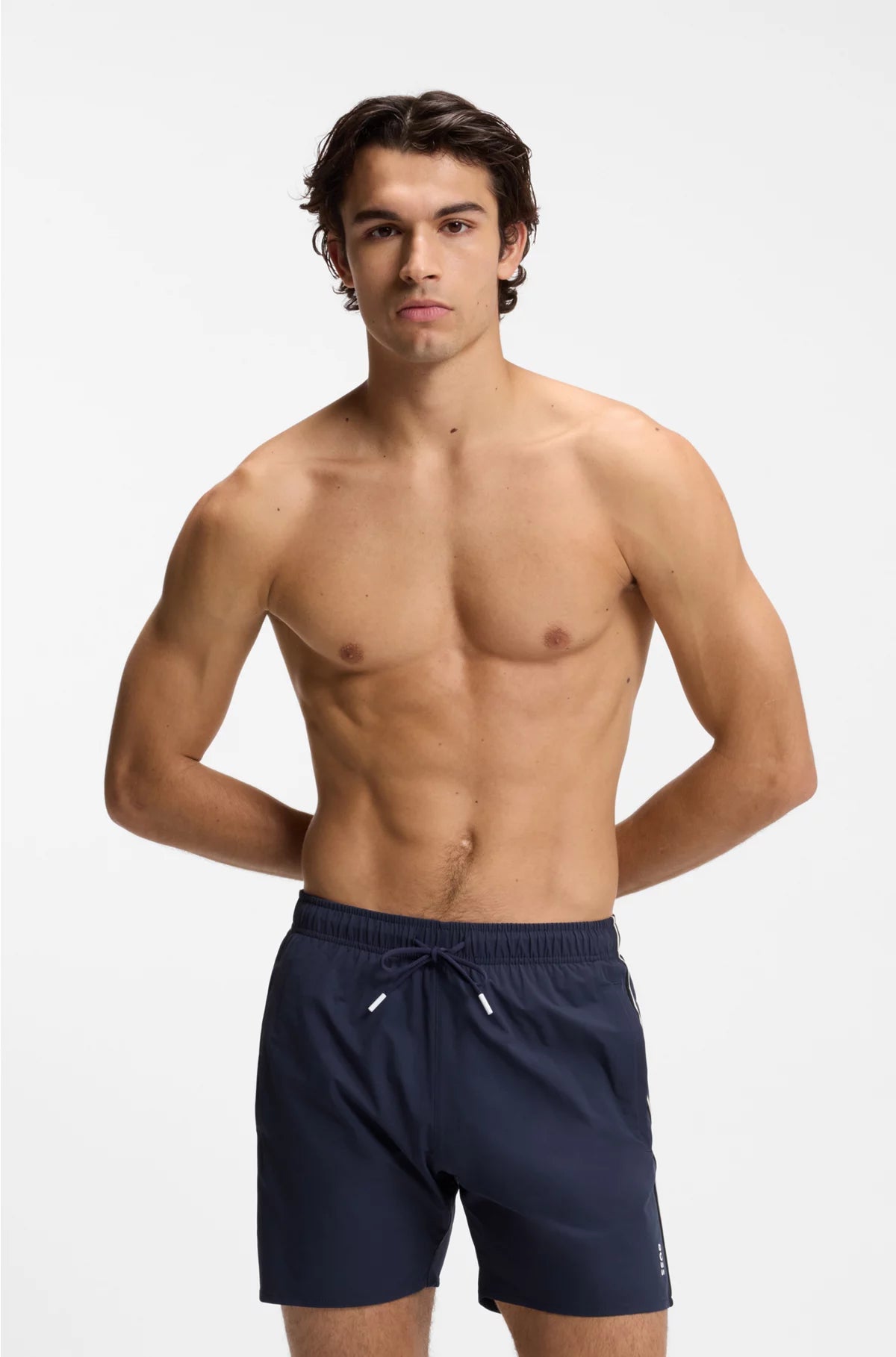 SWIM SHORTS WITH SIGNATURE STRIPE AND LOGO