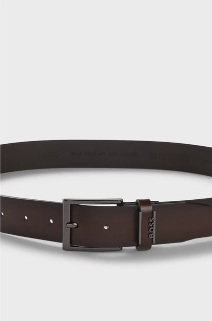 ITALIAN-LEATHER BELT WITH LOGO-TRIMMED KEEPER