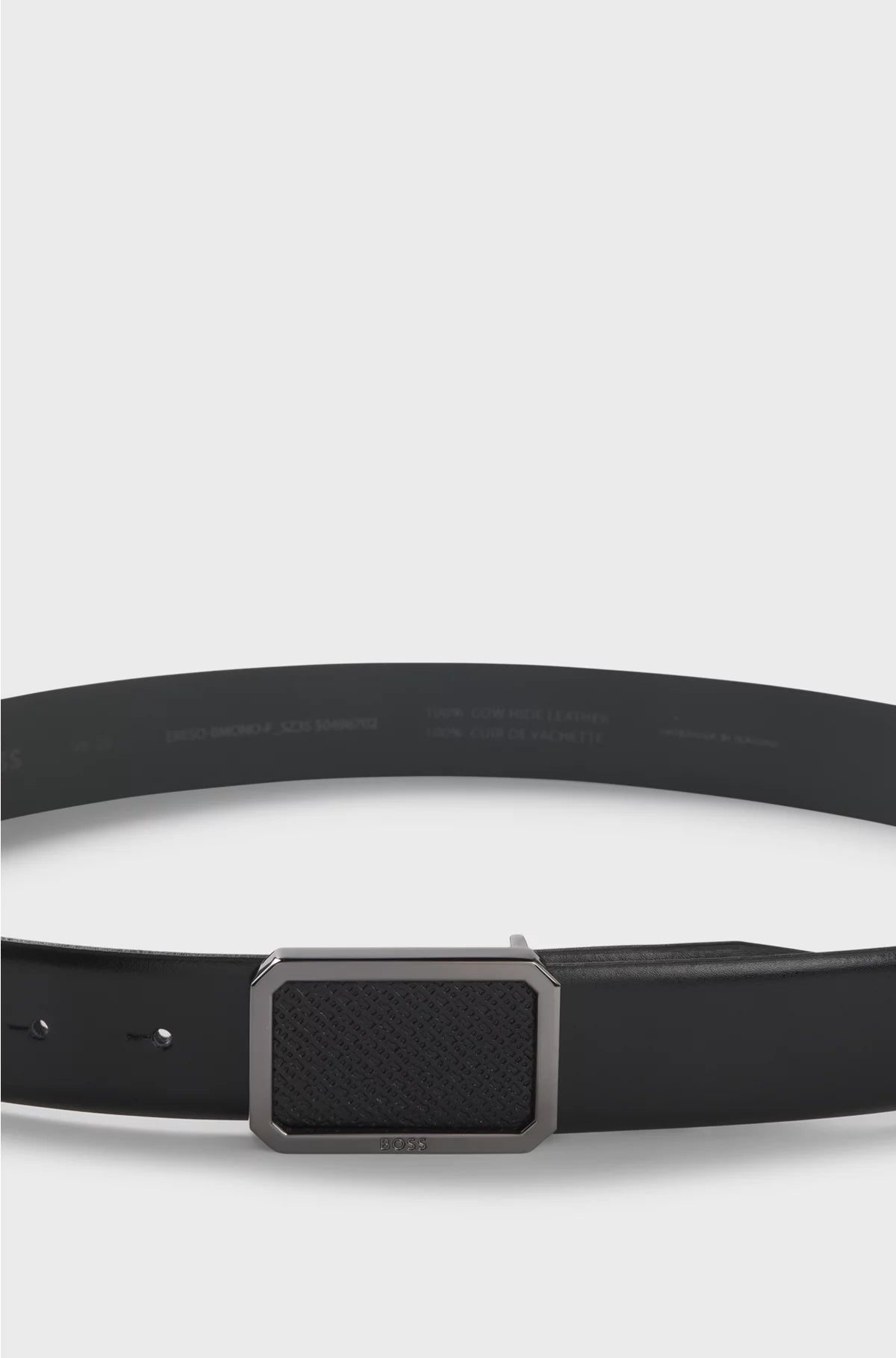 ITALIAN-LEATHER BELT WITH PLAQUE MONOGRAM BUCKLE
