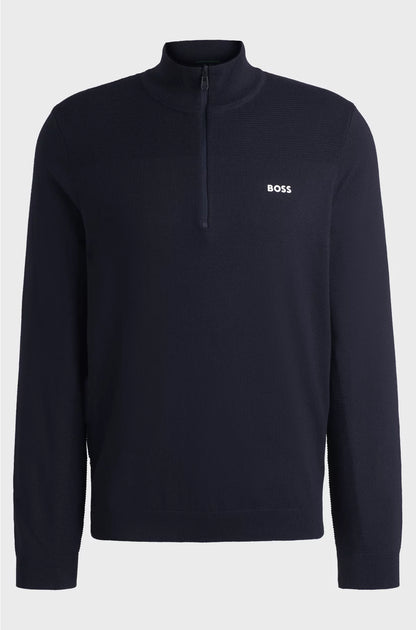 BRANDED ZIP-NECK SWEATER IN DRY-FLEX FABRIC