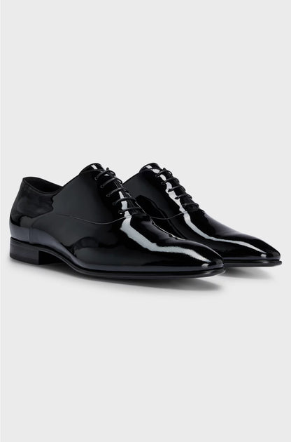 PATENT LEATHER OXFORD SHOES WITH A POINTED SHAPE