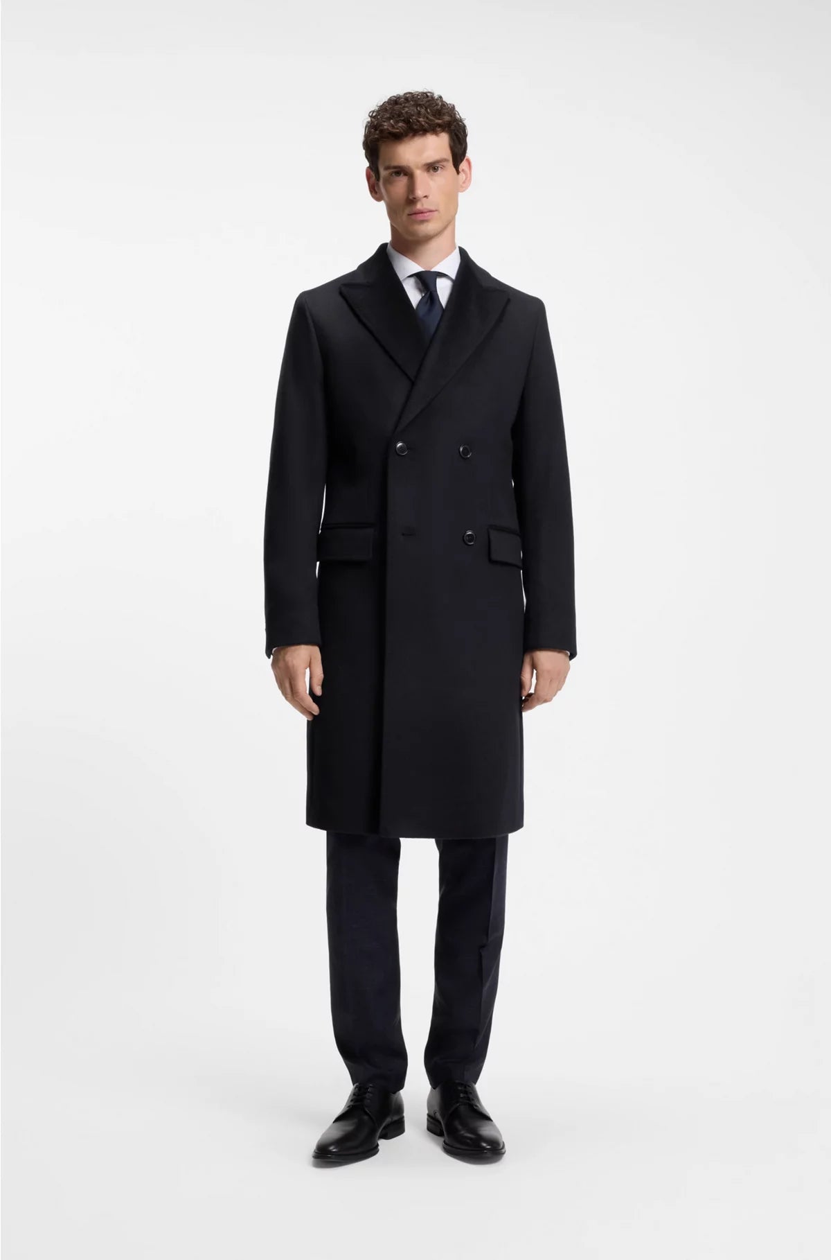 DOUBLE-BREASTED COAT IN WOOL AND CASHMERE