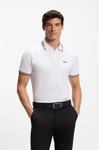 STRETCH-COTTON SLIM-FIT POLO SHIRT WITH BRANDING