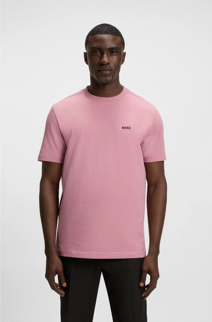 STRETCH-COTTON T-SHIRT WITH CONTRAST LOGO