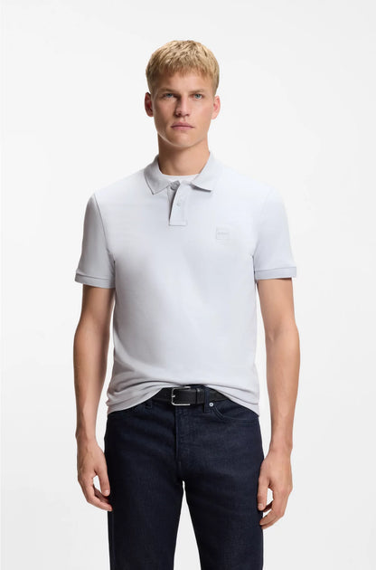 STRETCH-COTTON SLIM-FIT POLO SHIRT WITH LOGO PATCH