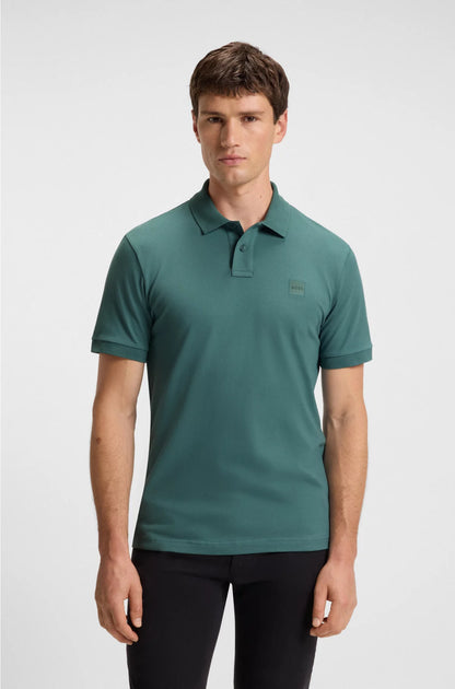 STRETCH-COTTON SLIM-FIT POLO SHIRT WITH LOGO PATCH