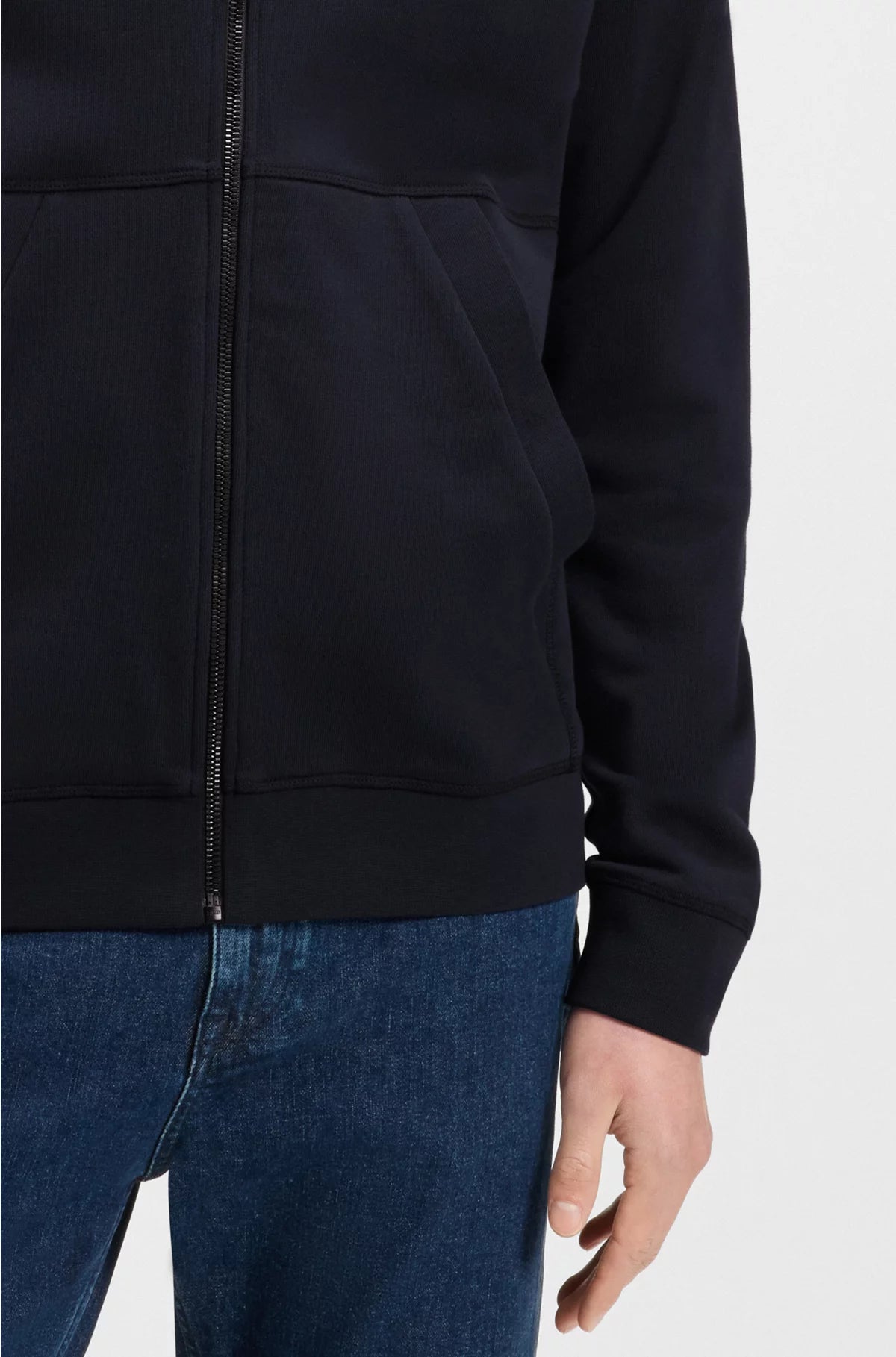 COTTON-TERRY ZIP-UP HOODIE WITH TONAL LOGO PATCH